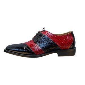 Roberto Chillini Red Black Retro Faux Croco Mens Dress Shoes Size 10